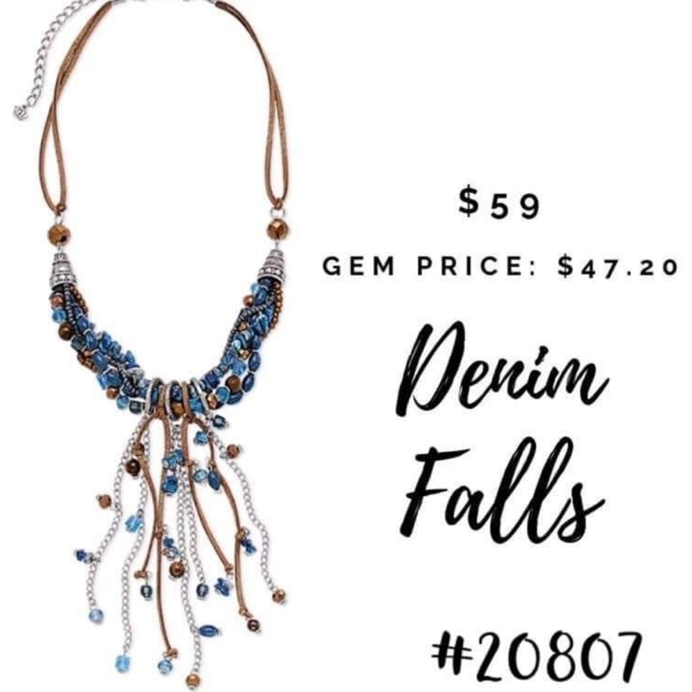 Premier Designs "Denim Falls" Necklace